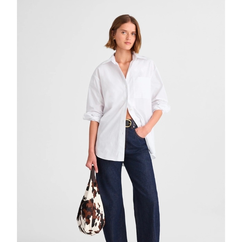 Madewell Oversized Button Up Shirt Cotton Hip Length White Small Womens NWT